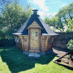 7m Sloping Wall Barbecue Cabin in Golden Brown