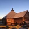 We revisited on one of the most stunning December mornings and were treated to this sunrise on the cabin upon our arrival! 17m Sloping Wall Grill Cabin with extension