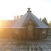 We revisited on one of the most stunning December mornings and were treated to this sunrise on the cabin upon our arrival! 17m Sloping Wall Grill Cabin with extension