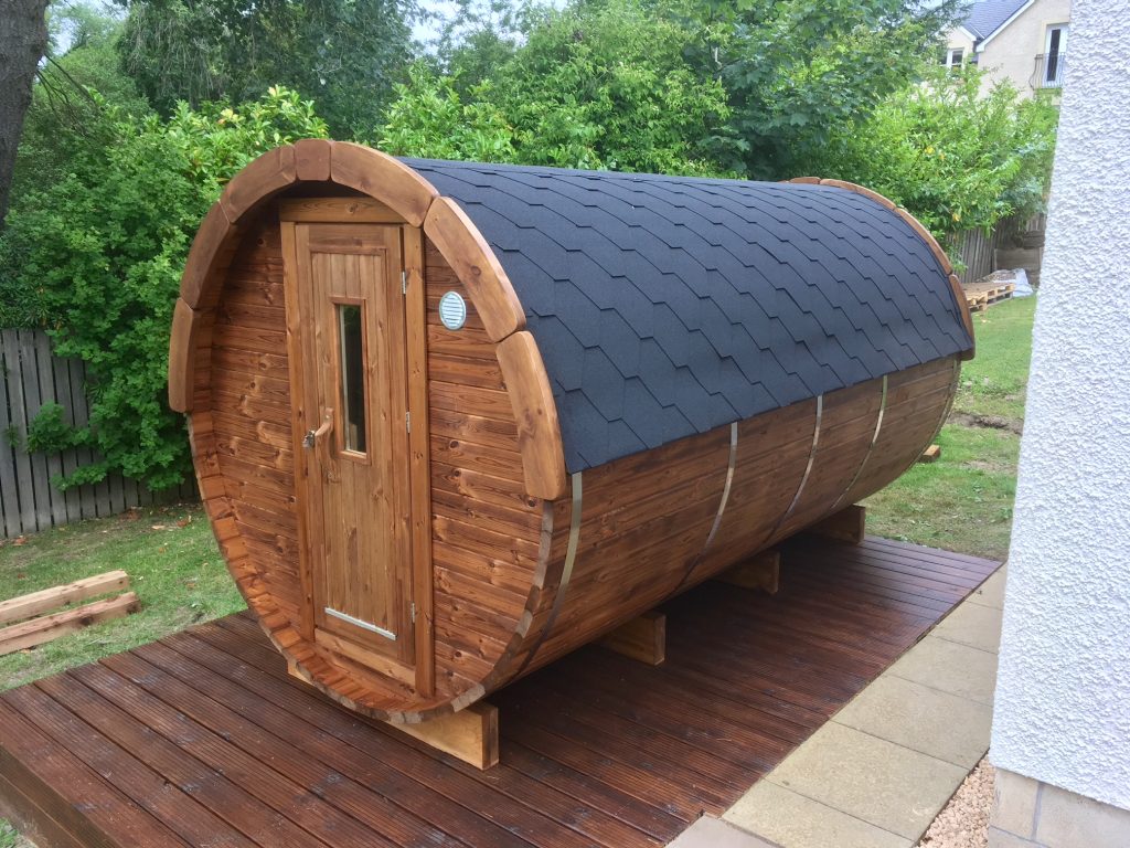 4m Thermowood Barrel Sauna from Carr Bank Garden Centre