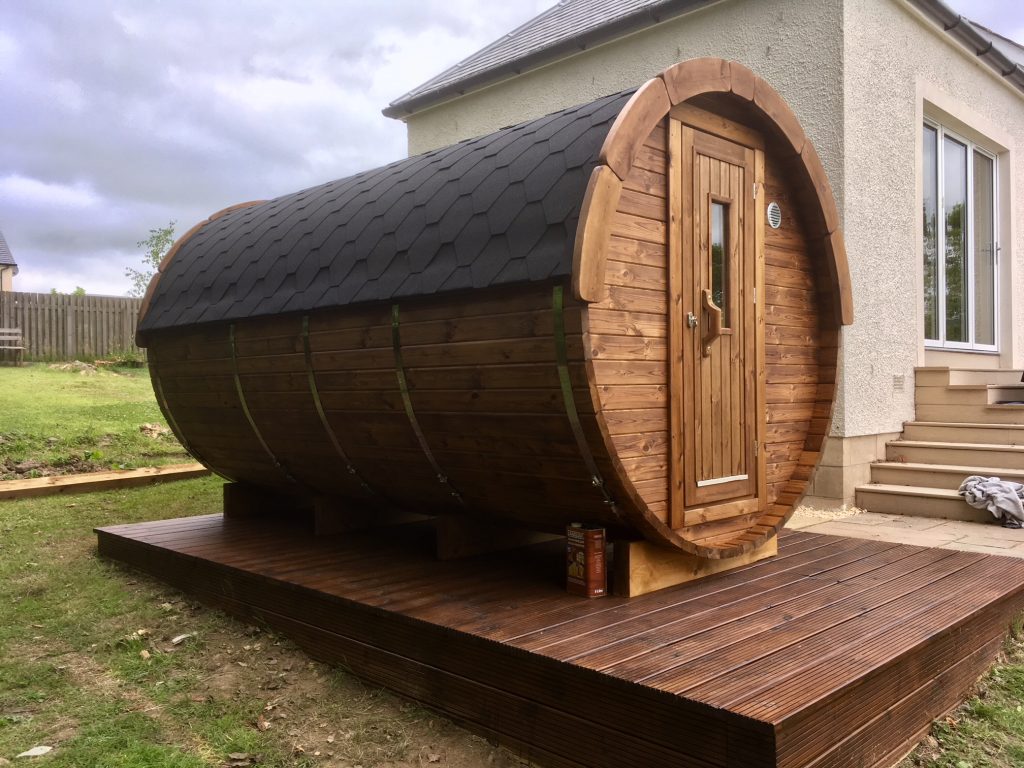 4m Thermowood Barrel Sauna from Carr Bank Garden Centre