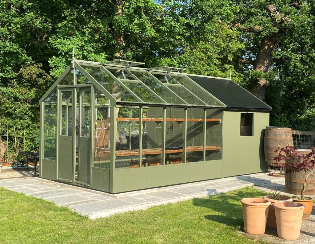Swallow Raven greenhouse with Combination Shed