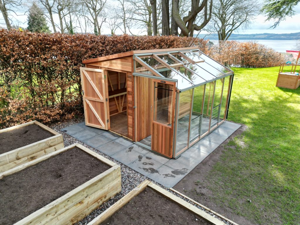 Alton Fusion 10 Greenhouse & Shed Combination Building downward view