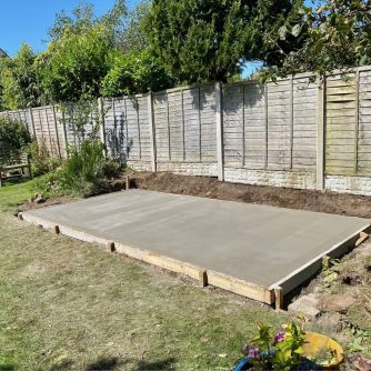 Poured Concrete Base for Shed, Summerhouse, Log Cabin or Garden Room Poured Concrete Base for Shed, Summerhouse, Log Cabin or Garden Room