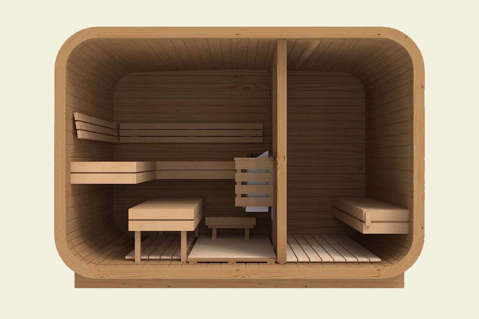 3m Cube Sauna with Changing Room front layout 3m Cube Sauna with Changing Room front layout