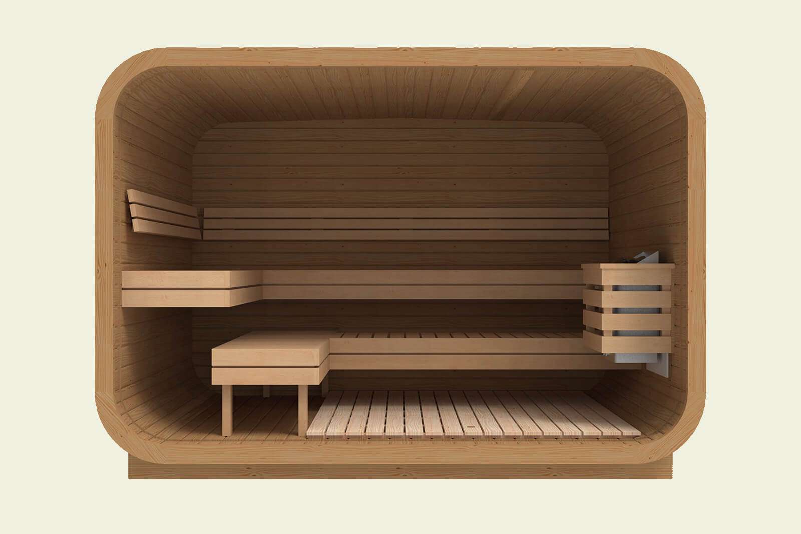 3m Cube Sauna front layout 3m Cube Sauna front layout
