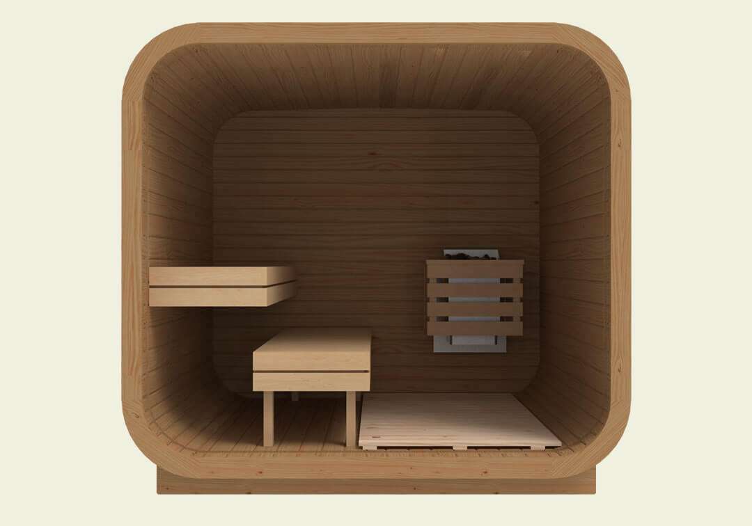2.3m Medium Sauna Front View open 2.3m Medium Sauna Front View open