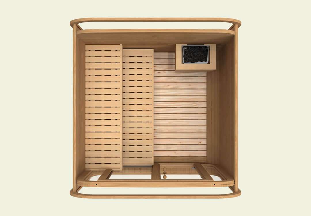 2.3m Thermowood Cube Sauna Medium Top Down View 2.3m Thermowood Cube Sauna Medium Top Down View