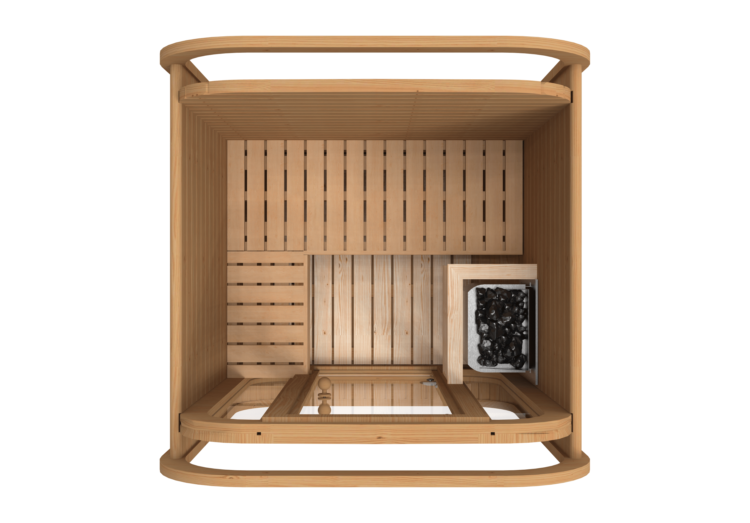 1.6m Small Thermowood Cube Sauna Top Down View 1.6m Small Thermowood Cube Sauna Top Down View