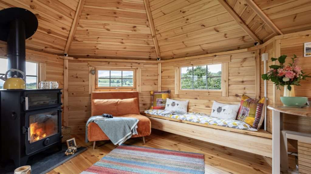 Camping Cabin with Log Burner