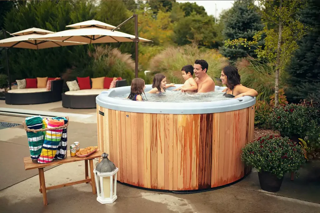 Nordic Classic Series Cedar Hot Tub front view – outdoor hot tub from Carr Bank Garden Centre Cumbria