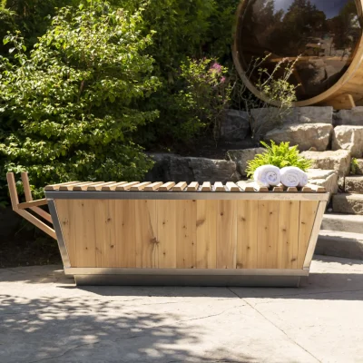Glacier Plunge Tub Red Cedar full view – luxury garden ice bath from Carr Bank Garden Centre Cumbria