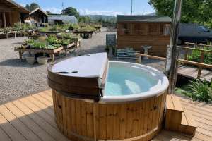 Off Grid Hot Tub on Decking Carr Bank GC