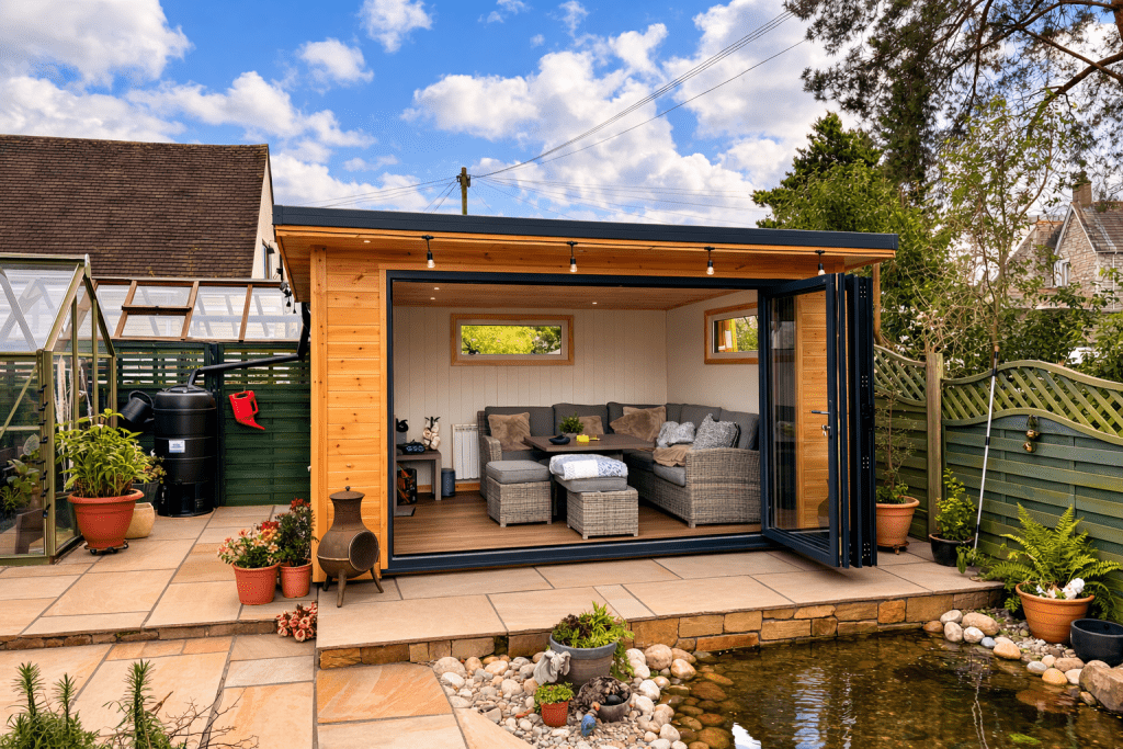 Insulated Garden Room with 3m Aluminium Bifolding Doors