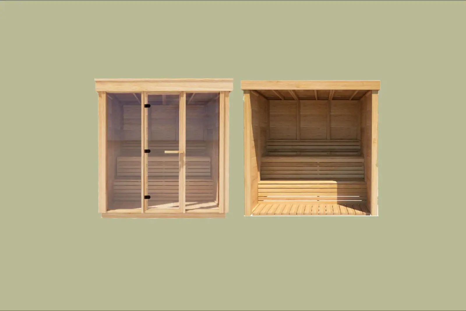 Pure Cube Red Cedar Outdoor Sauna in garden - luxury outdoor sauna from Carr Bank