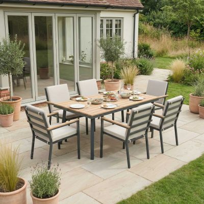 Heidi 6 Seater Dining Set 1.5m x 1m Patio