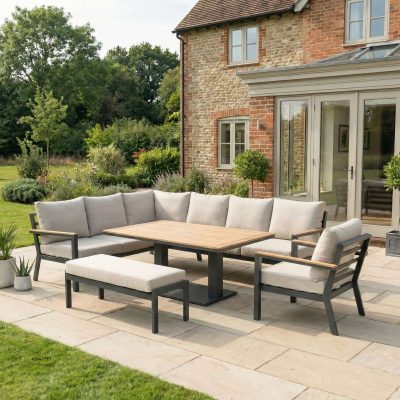 Heidi Left Hand Corner Sofa Lounge Dining Set with Rising Table 1